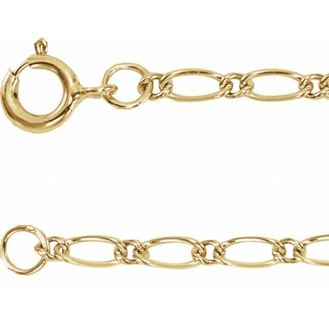 saveongems Jewelry 7 Inch (Bracelet ONLY*) / 1.5mm / 14K Yellow Figaro Chain Bracelet White & Yellow
