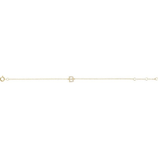 saveongems 14K Natural Diamond Initial 6-7" Bracelet