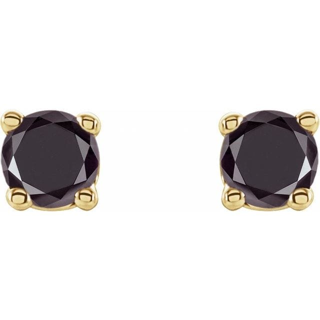 saveongems Jewelry Natural Black Diamond Stud Earrings (4-Prong)