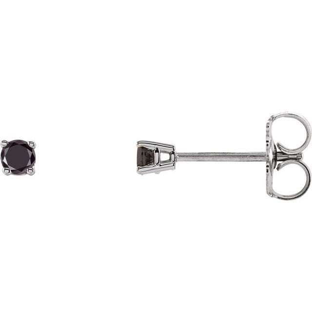 saveongems Jewelry 1/8 ctw (2.5mm) / 14K White Natural Black Diamond Stud Earrings (4-Prong)