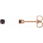 saveongems Jewelry 1/8 ctw (2.5mm) / 14K Rose Natural Black Diamond Stud Earrings (4-Prong)