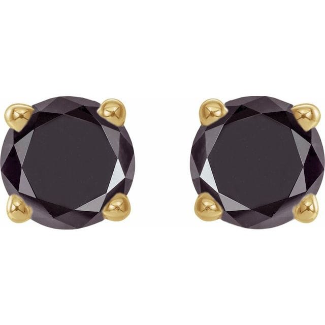 saveongems Jewelry Natural Black Diamond Stud Earrings (4-Prong)