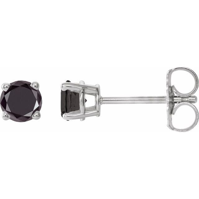 saveongems Jewelry 1/2 ctw (3.5mm) / 14K White Natural Black Diamond Stud Earrings (4-Prong)