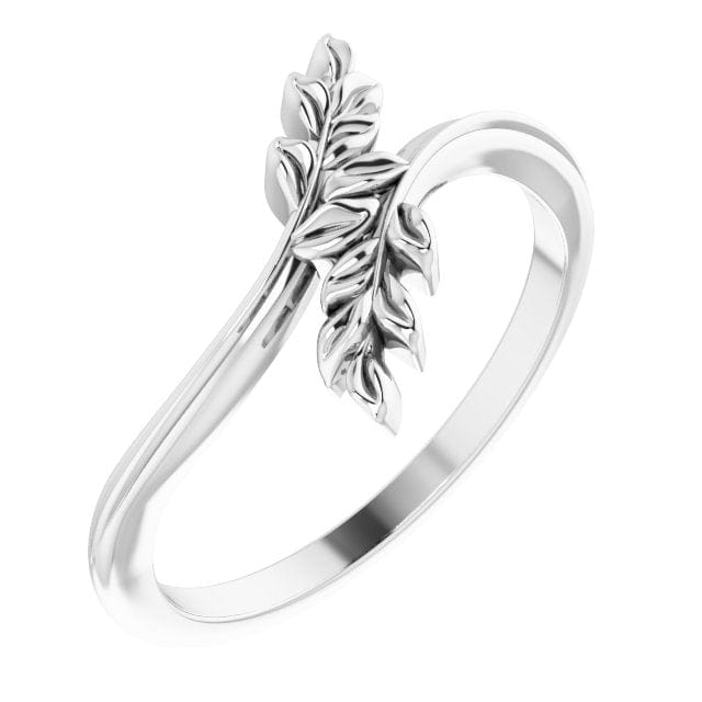 saveongems Jewelry 1.7223 DWT (2.68 grams) / 7.00 / 14K White Leaf Bypass Ring