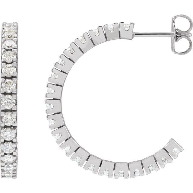 saveongems Jewelry 24.7 mm :: 1 5/8 CTW / I1 G-H / 14K White 14K Natural Diamond Hoop Earrings