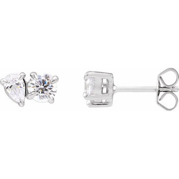 saveongems Jewelry 1 1/6 ctw (5 x 3.5mm) / SI G-H / 14K White Two-Stone Stud Earrings