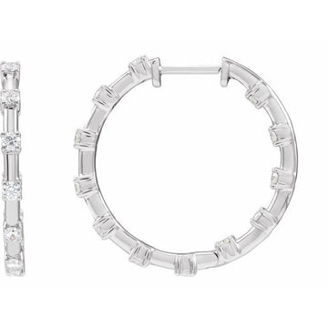 saveongems Jewelry 1 ctw (2.1mm) / SI1-SI2 / 14K White Inside-outside Hoop Earrings