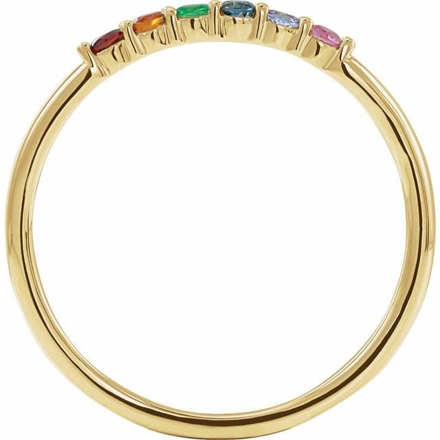 saveongems Jewelry 14K Natural Multi-Gemstone Rainbow Stackable Ring