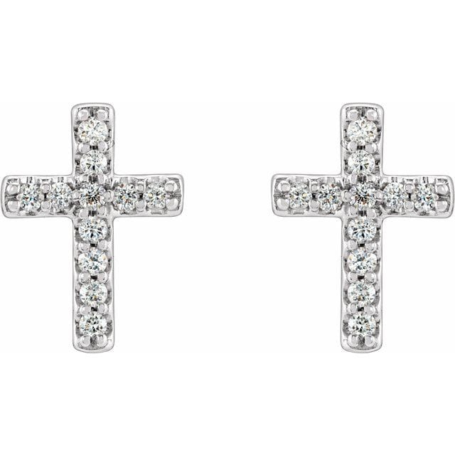 saveongems 14K .06 CTW Natural Diamond Cross Earrings