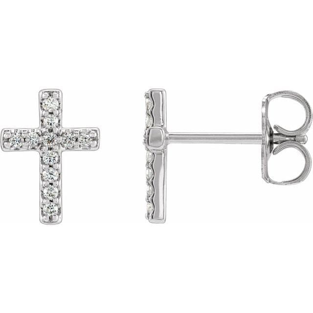 saveongems 8.9 mm :: 1/10 CTW / I1 G-H / 14K White 14K .06 CTW Natural Diamond Cross Earrings