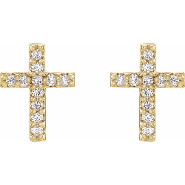 saveongems 14K .06 CTW Natural Diamond Cross Earrings