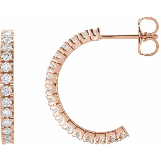 saveongems Jewelry 17.6 mm :: 1/2 CTW / I1 G-H / 14K Rose 14K Natural Diamond Hoop Earrings
