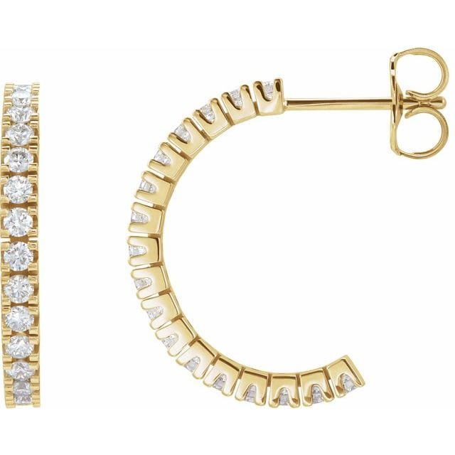 saveongems Jewelry 17.6 mm :: 1/2 CTW / I1 G-H / 14K Yellow 14K Natural Diamond Hoop Earrings