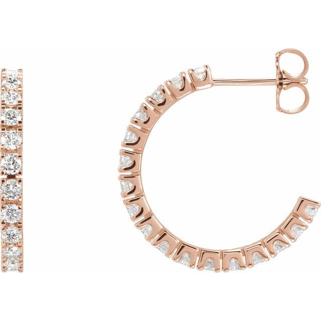 saveongems Jewelry 20.5 mm :: 1 CTW / I1 G-H / 14K Rose 14K Natural Diamond Hoop Earrings