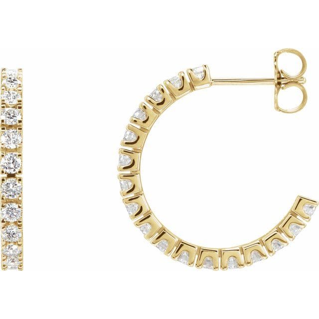 saveongems Jewelry 20.5 mm :: 1 CTW / I1 G-H / 14K Yellow 14K Natural Diamond Hoop Earrings