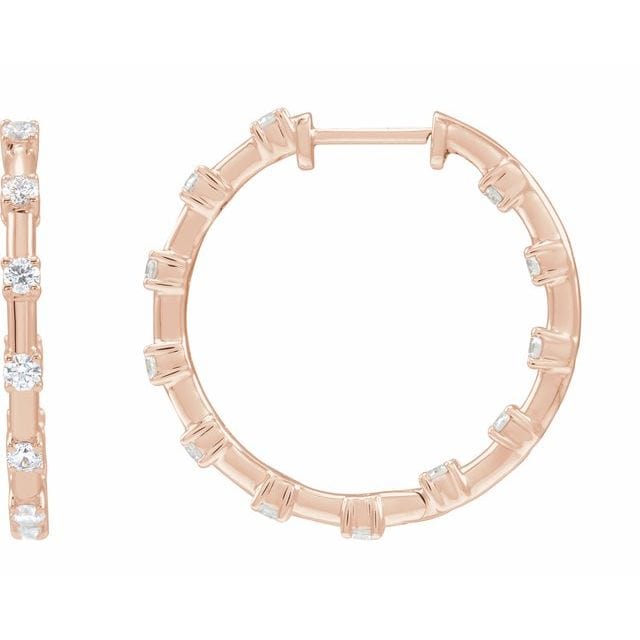 saveongems Jewelry 1 ctw (2.1mm) / SI1-SI2 / 14K Rose Inside-outside Hoop Earrings