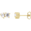 saveongems Jewelry 1 1/6 ctw (5 x 3.5mm) / SI G-H / 14K Yellow Two-Stone Stud Earrings