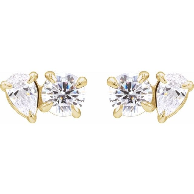 saveongems Jewelry Two-Stone Stud Earrings