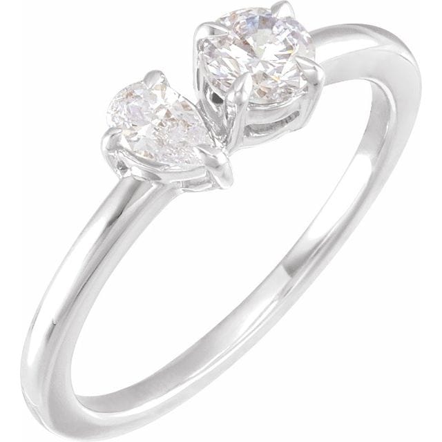 saveongems 5/8 ctw (5 x 3.5mm) / 6.00 / 14K White Diamond Two-stone Ring