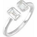 saveongems 1 ctw (5 x 3.5mm) / 6.00 / 14K White Emerald Diamond Two-Stone Ring