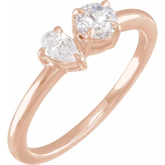 saveongems 5/8 ctw (5 x 3.5mm) / 6.00 / 14K Rose Diamond Two-stone Ring