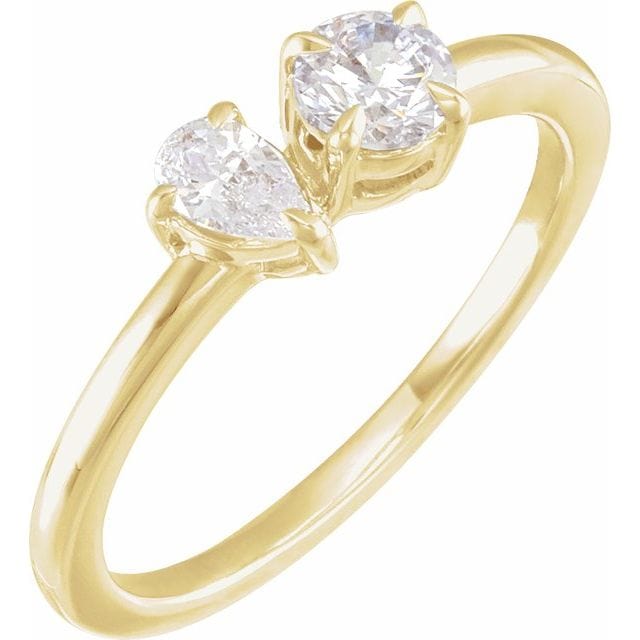 saveongems 5/8 ctw (5 x 3.5mm) / 6.00 / 14K Yellow Diamond Two-stone Ring
