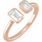 saveongems 1 ctw (5 x 3.5mm) / 6.00 / 14K Rose Emerald Diamond Two-Stone Ring