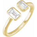 saveongems 1 ctw (5 x 3.5mm) / 6.00 / 14K Yellow Emerald Diamond Two-Stone Ring