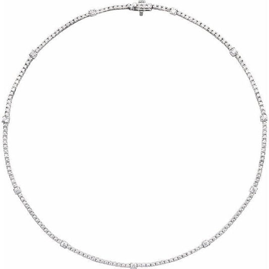 saveongems Jewelry Round Diamond 16" Tennis Necklace 4 Carat Total Weight
