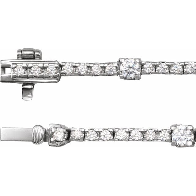 saveongems Jewelry 4 ctw (3.1mm) / 16 Inch / 14K White Round Diamond 16" Tennis Necklace 4 Carat Total Weight