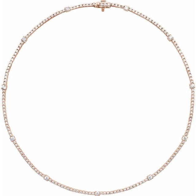 saveongems Jewelry Round Diamond 16" Tennis Necklace 4 Carat Total Weight