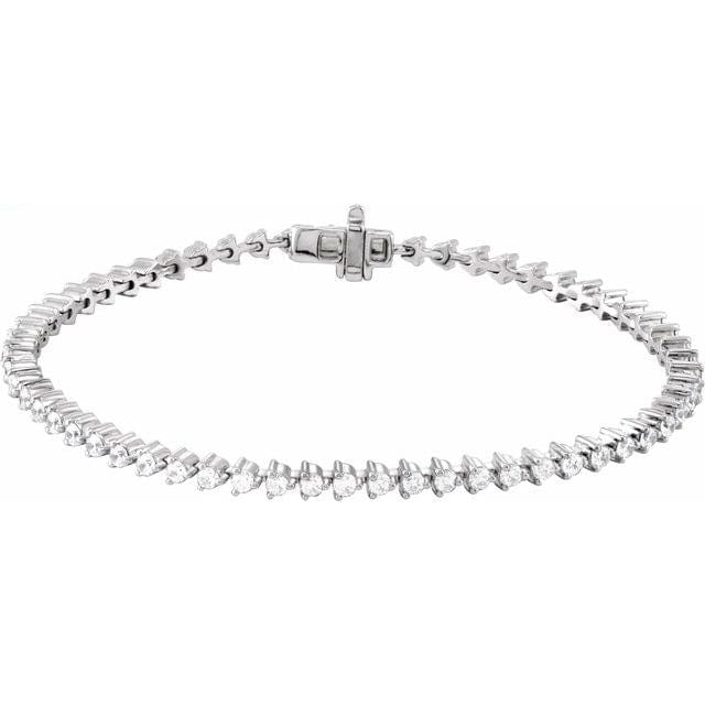 saveongems 3 ctw (2.3mm) / SI1 SI2 G-H / 14K White Diamond Bezel Tennis Bracelet 7 1/4"