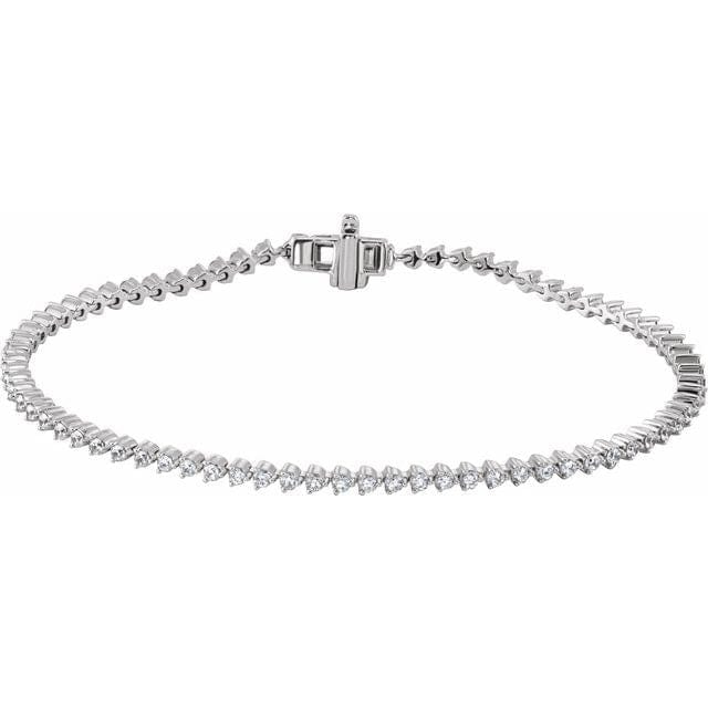 saveongems 2 ctw (1.85mm) / SI1 SI2 G-H / 14K White Diamond Bezel Tennis Bracelet 7 1/4"