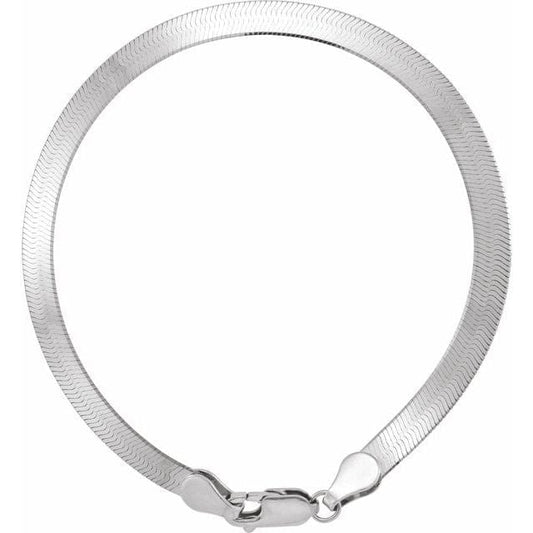 saveongems Jewelry 4.6mm / 7 Inch (Bracelet ONLY*) / 14K White Flexible Herringbone Chain 4.6mm