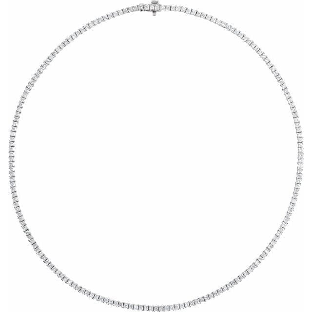 saveongems Jewelry 16 Inch / 7 1/4 ctw (1.8 x 1.8mm) / 14K White Square Diamond 16" Tennis Necklace 7.25 Carat Total Weight