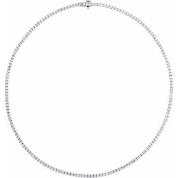 saveongems Jewelry 16 Inch / 7 1/4 ctw (1.8 x 1.8mm) / 14K White Square Diamond 16" Tennis Necklace 7.25 Carat Total Weight