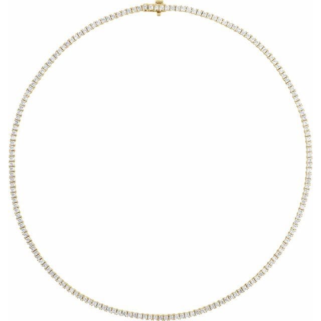 saveongems Jewelry 16 Inch / 7 1/4 ctw (1.8 x 1.8mm) / 14K Yellow Square Diamond 16" Tennis Necklace 7.25 Carat Total Weight