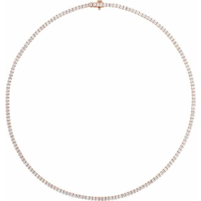 saveongems Jewelry 16 Inch / 7 1/4 ctw (1.8 x 1.8mm) / 14K Rose Square Diamond 16" Tennis Necklace 7.25 Carat Total Weight