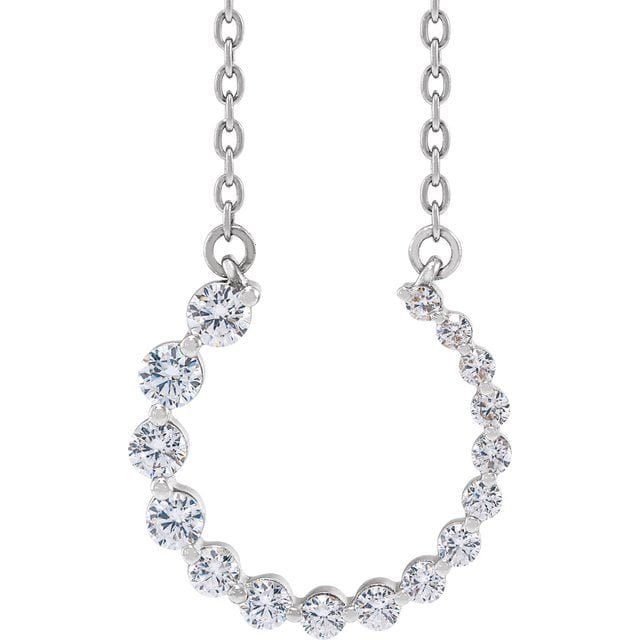 saveongems Jewelry 3/8 ctw (2.4mm) / S12-S12 G-H / 14K White Graduated Circle Necklace 16-18"