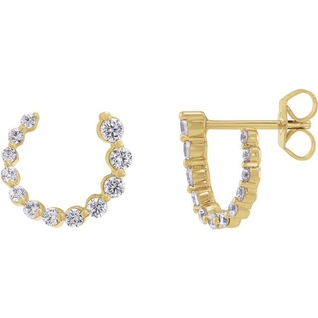 saveongems Jewelry 1/2 ctw (12mm) / SI1-SI2 G-H / 14K Yellow Diamond Front-Back Earrings