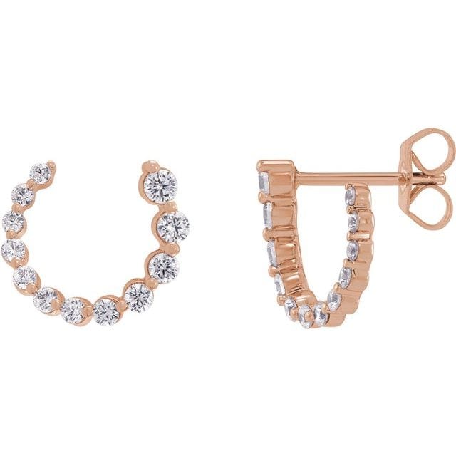 saveongems Jewelry 1/2 ctw (12mm) / SI1-SI2 G-H / 14K Rose Diamond Front-Back Earrings
