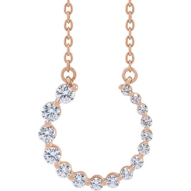 saveongems Jewelry 3/8 ctw (2.4mm) / S12-S12 G-H / 14K Rose Graduated Circle Necklace 16-18"