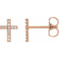 saveongems 7.6 mm :: 0.05 CTW / I1 G-H / 14K Rose 14K .06 CTW Natural Diamond Cross Earrings