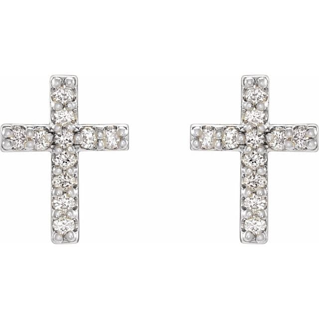 saveongems 14K .06 CTW Natural Diamond Cross Earrings