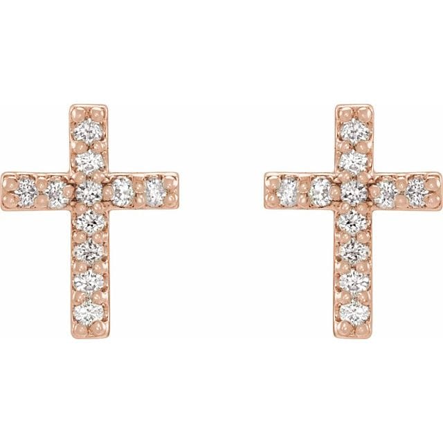 saveongems 14K .06 CTW Natural Diamond Cross Earrings