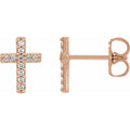 saveongems 8.9 mm :: 1/10 CTW / I1 G-H / 14K Rose 14K .06 CTW Natural Diamond Cross Earrings