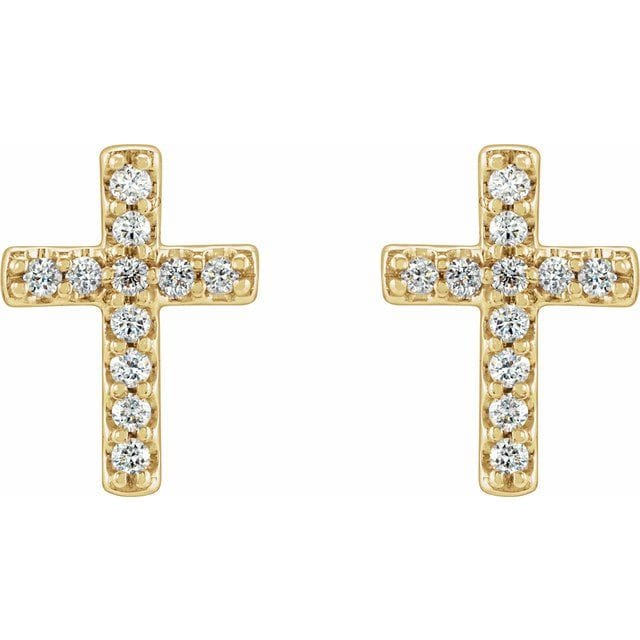 saveongems 14K .06 CTW Natural Diamond Cross Earrings