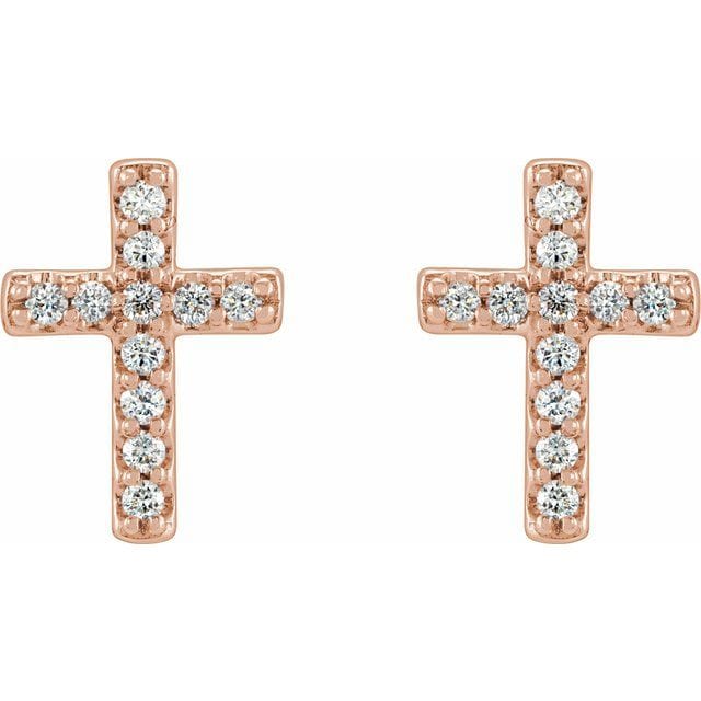 saveongems 14K .06 CTW Natural Diamond Cross Earrings