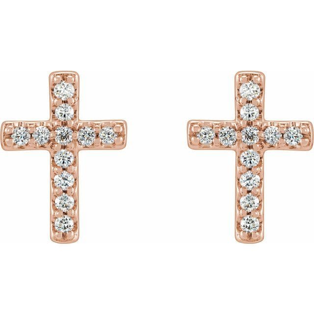 saveongems 14K .06 CTW Natural Diamond Cross Earrings