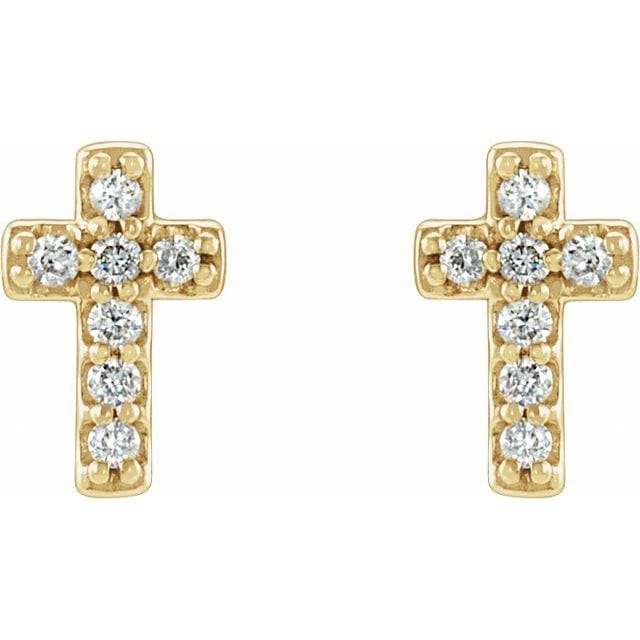 saveongems 14K .06 CTW Natural Diamond Cross Earrings